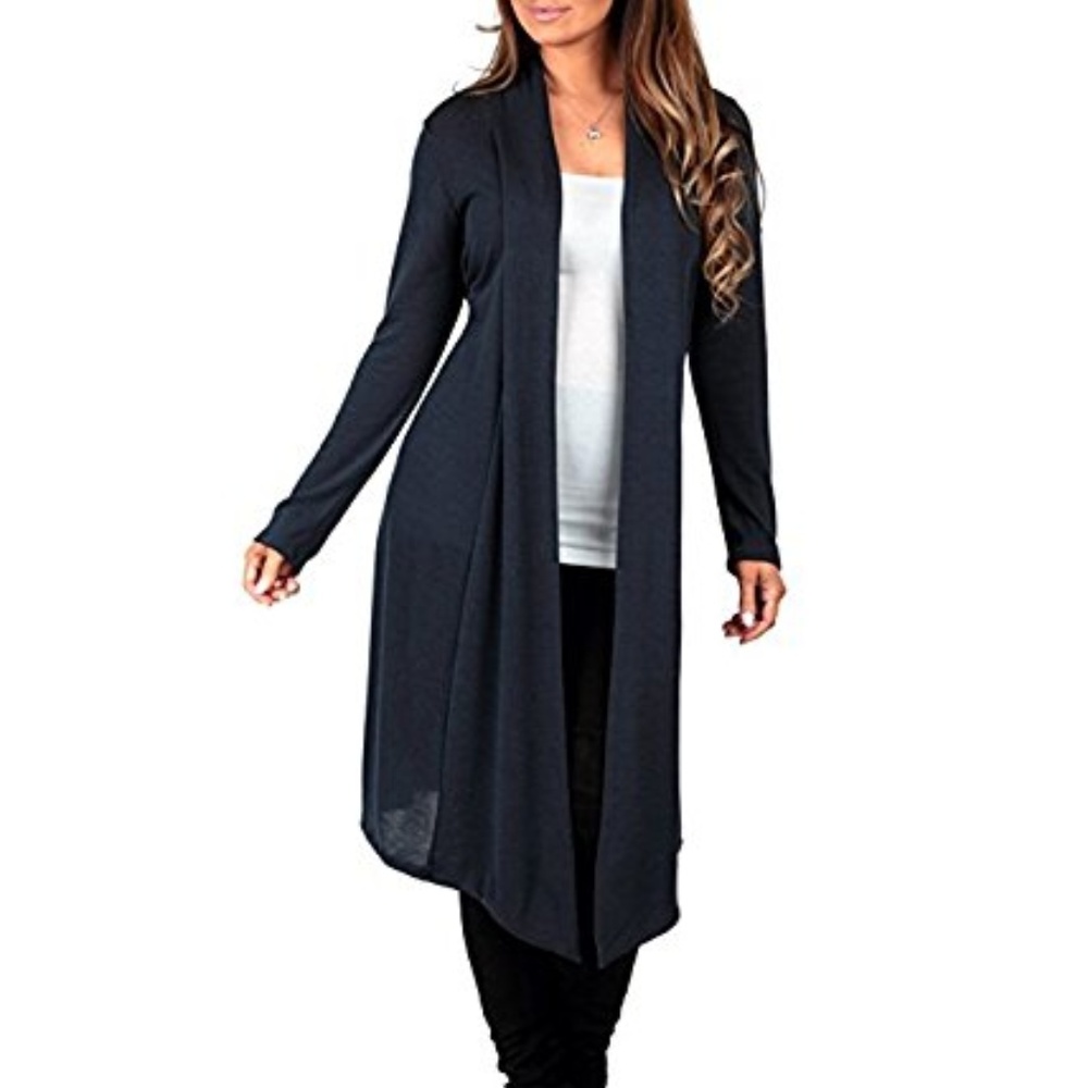 Knee Length Draped Hacci Cardigan Rags & Couture